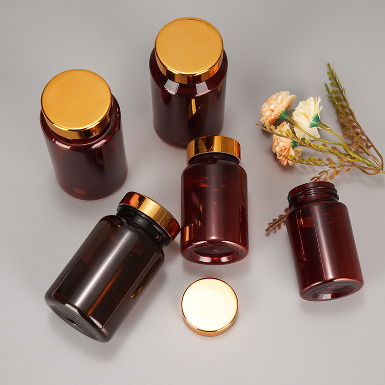 Empty Amber Chemical Powder PET Canister