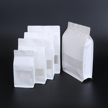 White Kraft Stand Up Pouches Customized Print Zip Lock Food Storage Bags