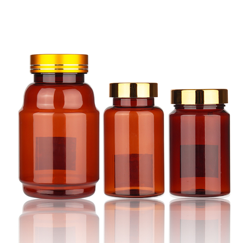 Amber Pill PET Container with Caps