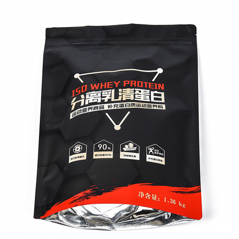 Custom Plastic Whey Protein Powder Stand Up Pouch Bag With Zipper 
