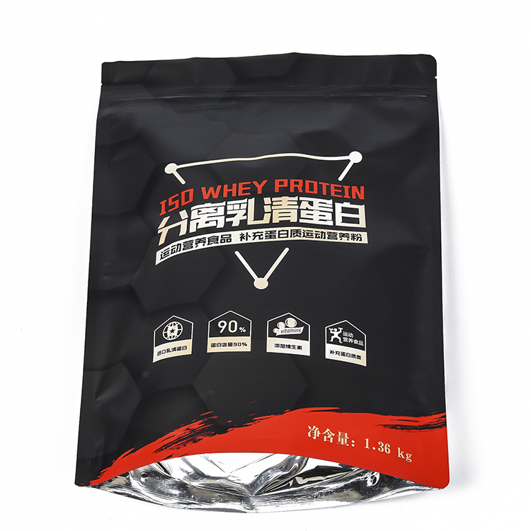 Custom Plastic Whey Protein Powder Stand Up Pouch Bag With Zipper 