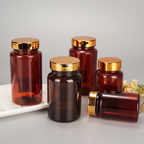 Empty Amber Chemical Powder PET Canister