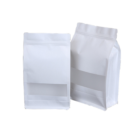 White Kraft Stand Up Pouches Customized Print Zip Lock Food Storage Bags
