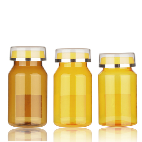 Clear Yellow Custom PET Plastic Pill Vials 