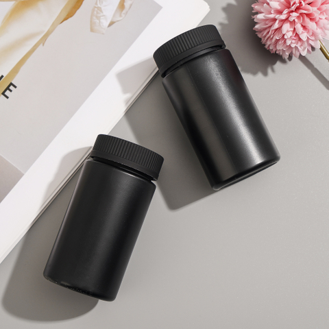 Food Grade 100ml PET PE HDPE Plastic Glossy Matte Black Pill Bottle