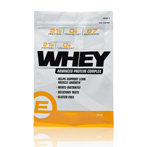 Logo Print Stand Up Bag Whey Protein Pouches With Zipper For Protein Powder Packaging