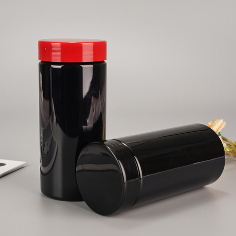 Black Vitamin Tablet Capsule Pill Bottles Packaging