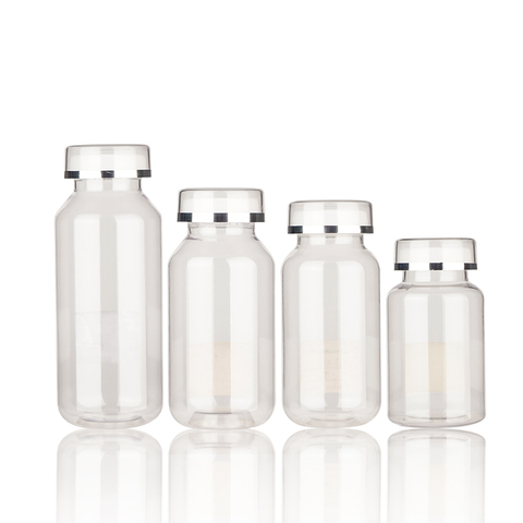 China Supplier GENSYU Hot Sale Customizable Size Transparent High Neck Round Pill Bottle