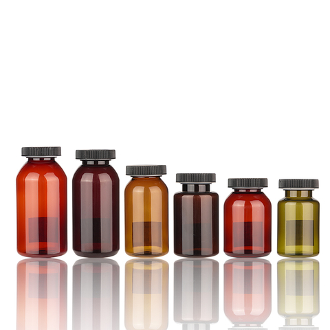 Amber Plastic Pill Bottles Medicine Container Holder Jar 