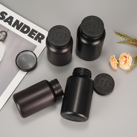 Wholesale Empty Matte Black HDPE Pill Chemical Container
