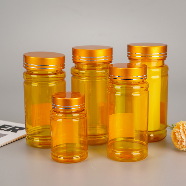 Clear Yellow Plastic Pill Tablet Medicine Bottles Jars