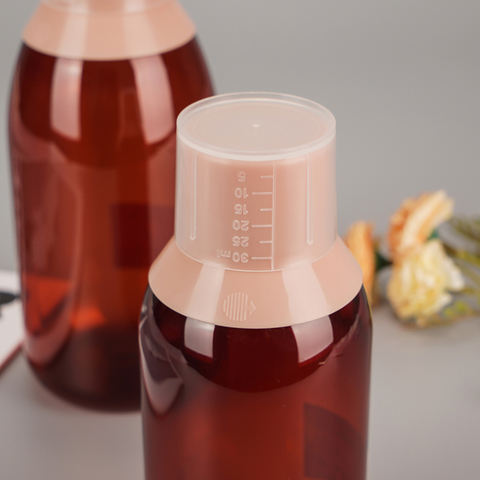  Plastic Liquid Medicine Bottles Container with Measuring Cup