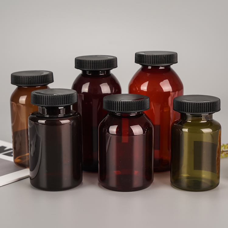 Amber Plastic Pill Bottles Medicine Container Holder Jar 