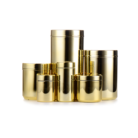 China Supplier GENSYU Food Grade HDPE Empty Vitamin Protein Powder Color Customized Plastic Golden Chromed Bottle With Cap