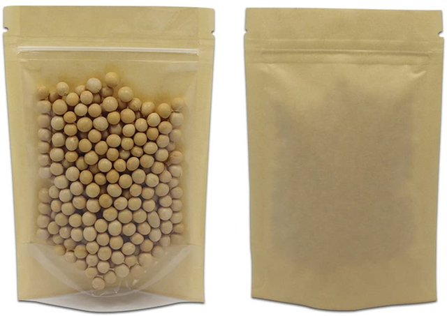 Clear Front Brown Kraft Paper Zip Lock Plastic Package