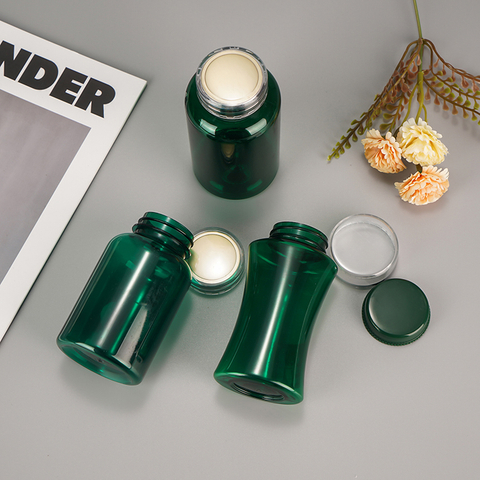 Plastic Green Medicine Bottles with Screw Lid