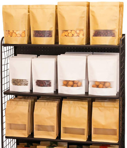 Kraft Stand Up Pouches Paper Bag Zip Lock Food Storage Bags 