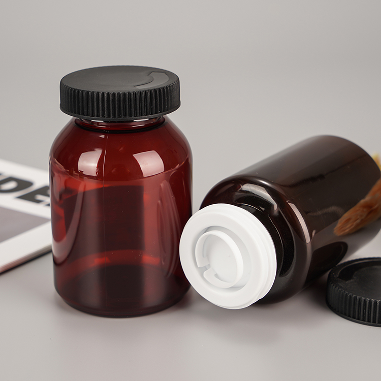 Amber Plastic Pill Bottles Medicine Container Holder Jar 