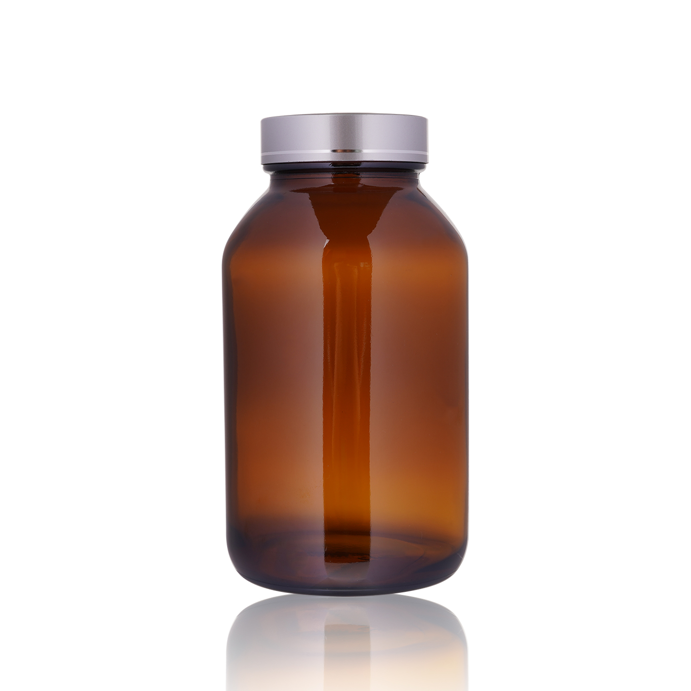 Frosted Cap Wide Mouth Glass Medicine Bottle