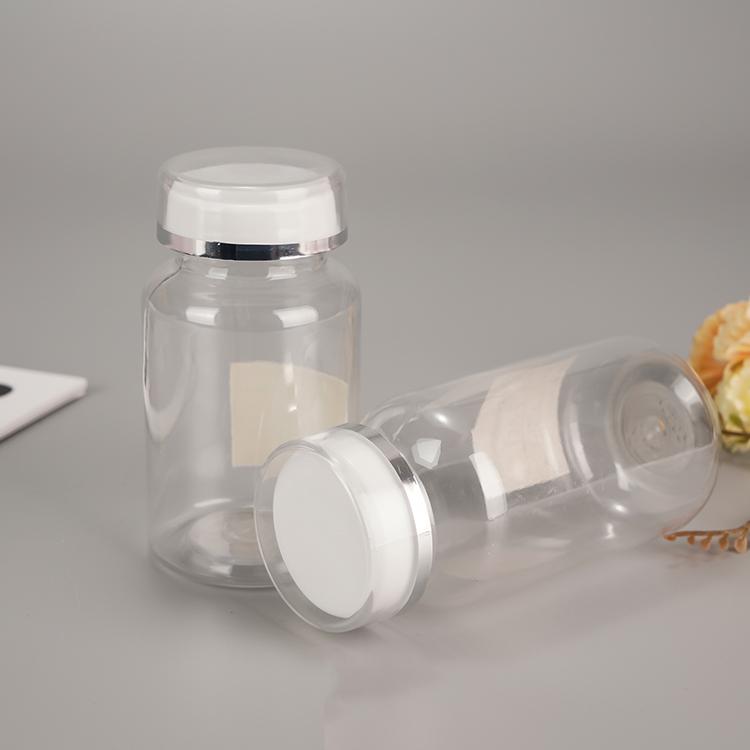 China Supplier GENSYU Hot Sale Customizable Size Transparent High Neck Round Pill Bottle