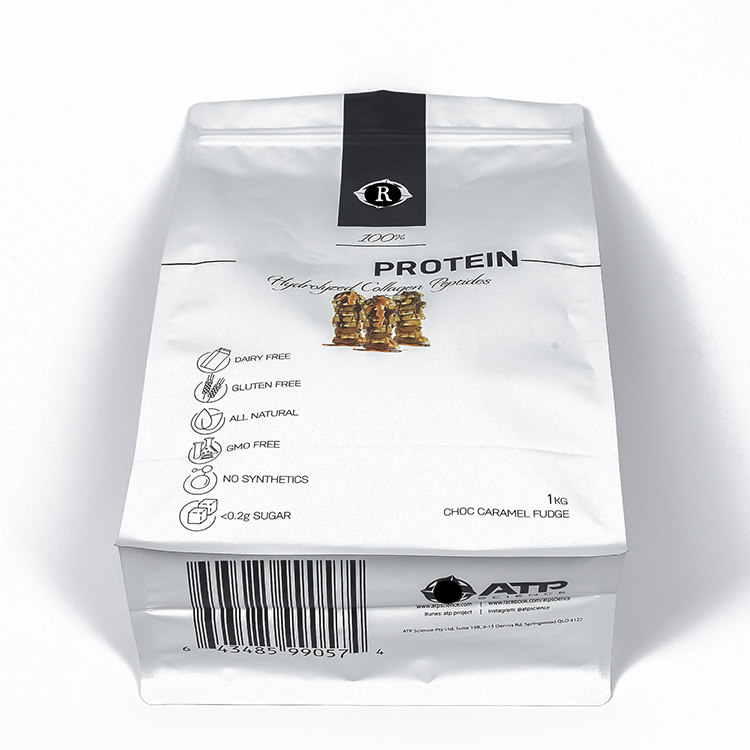 White Matte 12oz Doypack Protein Bag/Biodegradable Bag For Dry Protein Pouch Packaging