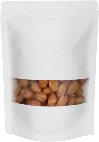 White Kraft Stand Up Pouches Customized Print Zip Lock Food Storage Bags